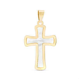 Mother-of-Pearl Cross Charm in 10K Gold
