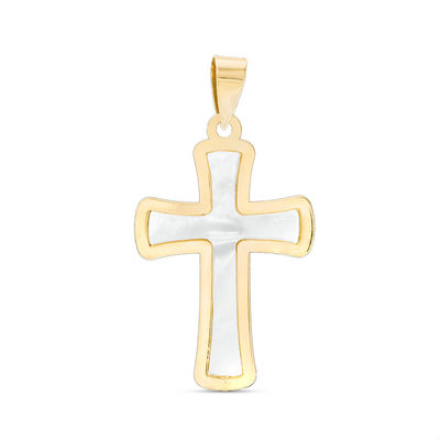 Mother-of-Pearl Cross Charm in 10K Gold