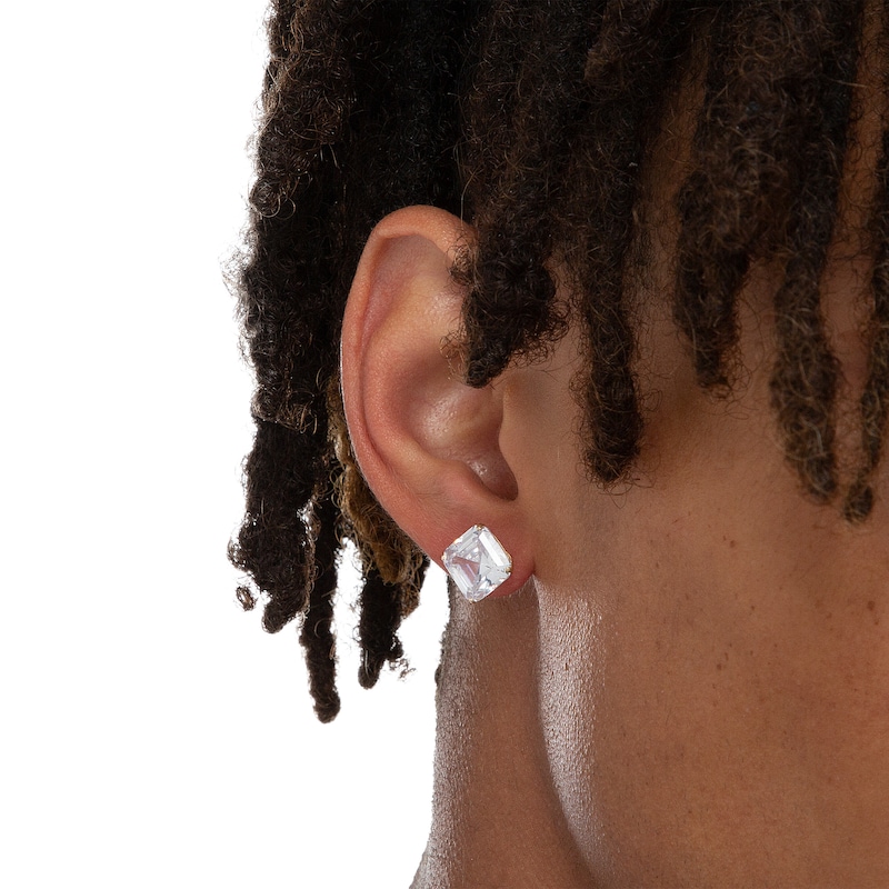 Main Image 5 of 14K Gold CZ Square-Cut Solitaire Studs