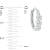 Cubic Zirconia Triple Flower Huggie Hoop Earrings in Sterling Silver