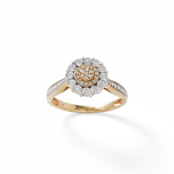 1/10 CT. T.W. Diamond Flower Frame Ring in 10K Gold