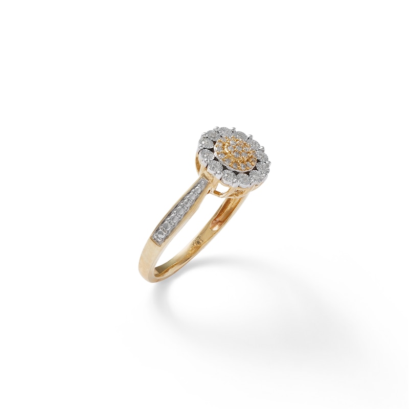 Main Image 2 of 1/10 CT. T.W. Diamond Flower Frame Ring in 10K Gold