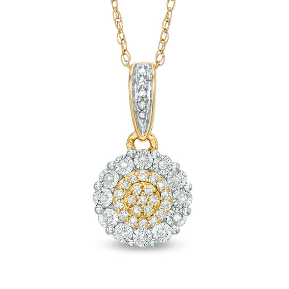 1/10 CT. T.W. Diamond Daisy Pendant in 10K Gold