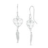 Thumbnail Image 1 of Heart-Shaped Dream Catcher with Feather Dangle Drop Earrings in Sterling Silver