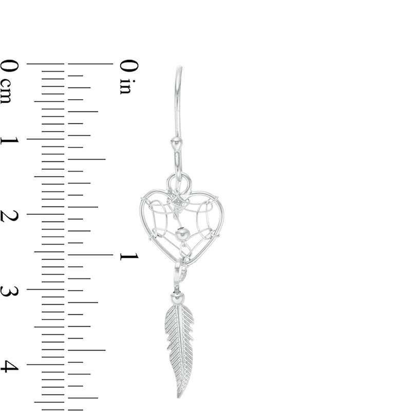 Main Image 2 of Heart-Shaped Dream Catcher with Feather Dangle Drop Earrings in Sterling Silver