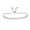 Thumbnail Image 1 of Cubic Zirconia Alternating "X" and Bar Bolo Bracelet in Sterling Silver - 10"