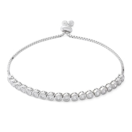 Cubic Zirconia Bubble Bolo Bracelet in Solid Sterling Silver - 10&quot;