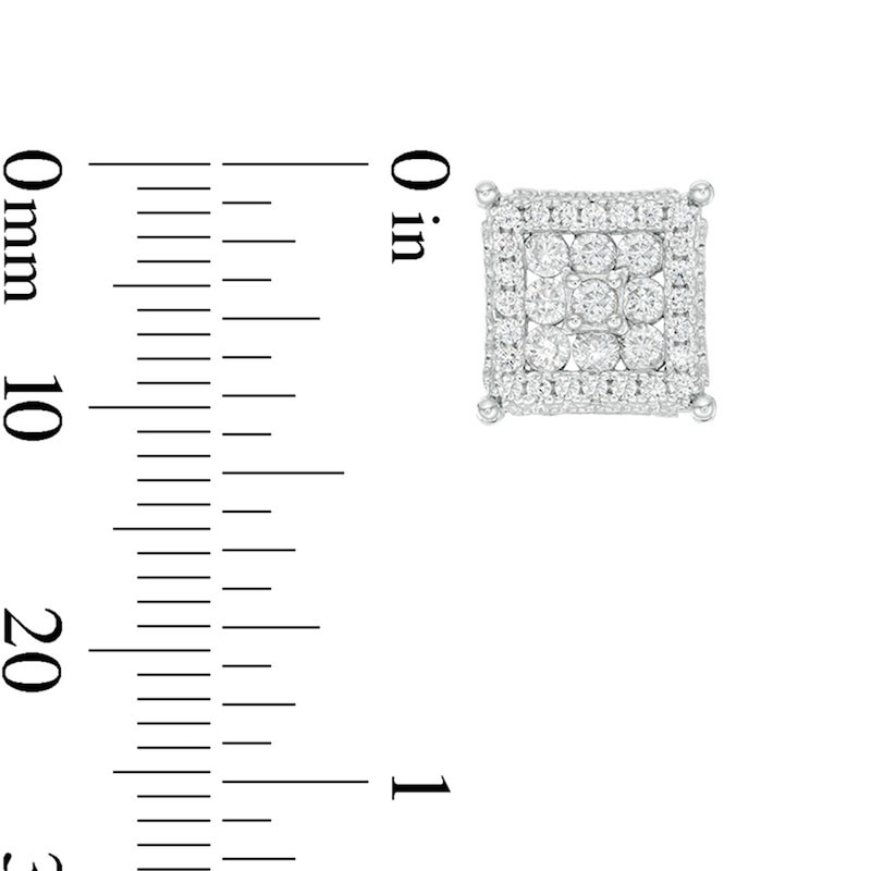 Main Image 5 of Solid Sterling Silver CZ Square Composite Frame Studs - XL Post