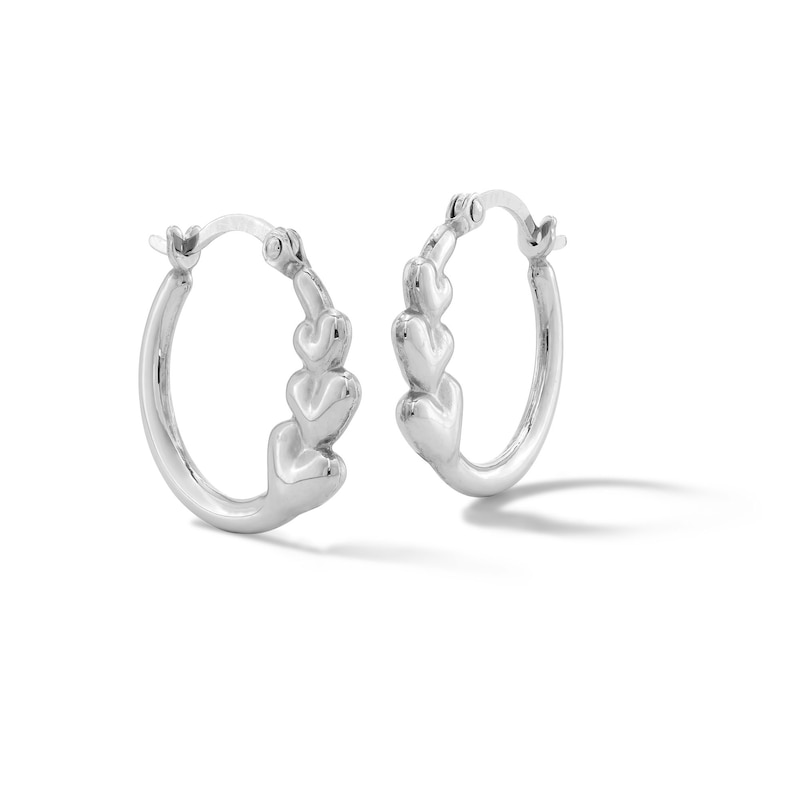 Graduated Triple Heart Hoop Earrings in Hollow Sterling Silver