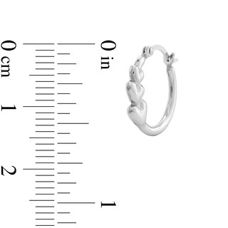 Graduated Triple Heart Hoop Earrings in Hollow Sterling Silver