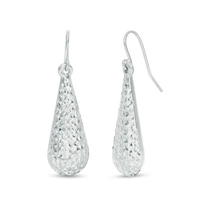 Diamond-Cut Elongated Teardrop Earrings in Sterling Silver