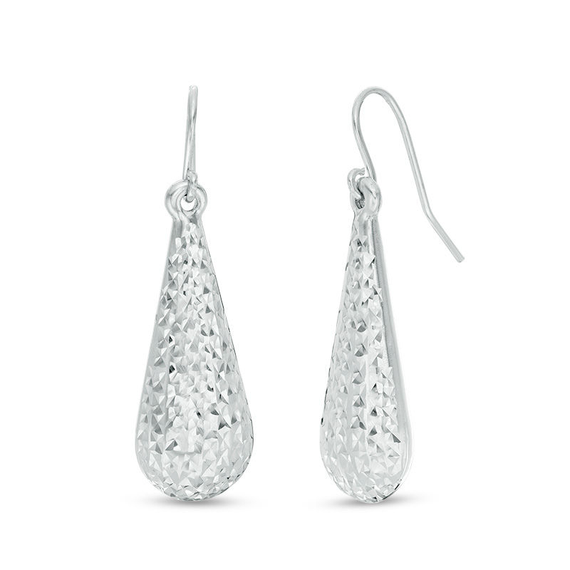 Diamond-Cut Elongated Teardrop Earrings in Sterling Silver