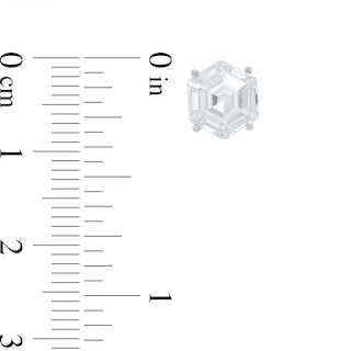 8mm Hexagon-Shaped Cubic Zirconia Solitaire Stud Earrings in Sterling Silver - XL Post