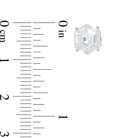 8mm Hexagon-Shaped Cubic Zirconia Solitaire Stud Earrings in Sterling Silver - XL Post
