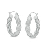 Thumbnail Image 0 of 20mm Multi-Finish Twist Tube Hoop Earrings in Sterling Silver