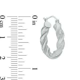 20mm Multi-Finish Twist Tube Hoop Earrings in Sterling Silver