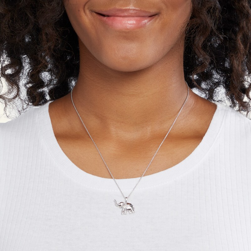 Main Image 3 of Diamond Accent Elephant Pendant in Sterling Silver