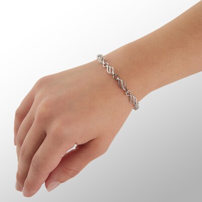 Diamond Accent Flame Link Bracelet in Sterling Silver - 7.5"