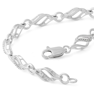 Diamond Accent Flame Link Bracelet in Sterling Silver - 7.5"