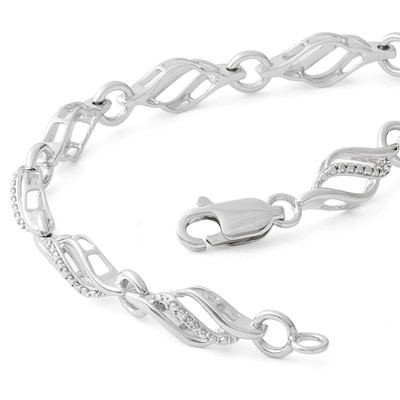 Diamond Accent Flame Link Bracelet in Sterling Silver - 7.5"