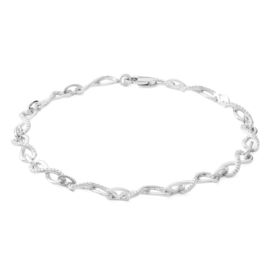 Diamond Accent Infinity Link Bracelet in Sterling Silver - 7.5"