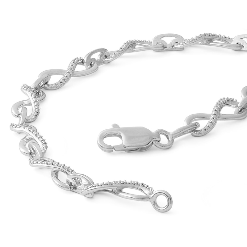 Diamond Accent Infinity Link Bracelet in Sterling Silver - 7.5"