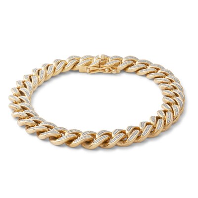 1/10 CT. T.W. Diamond Curb Link Bracelet in Sterling Silver with 14K Gold Plate - 8.5"