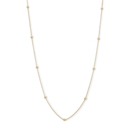 020 Gauge Bead Station Chain Necklace in 10K Gold - 18&quot;
