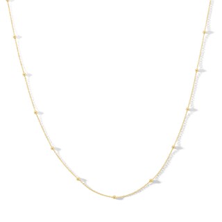 10K Solid Gold Bead Station Chain - 18"