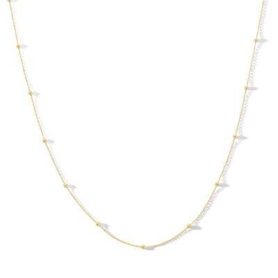 10K Solid Gold Bead Station Chain - 18"