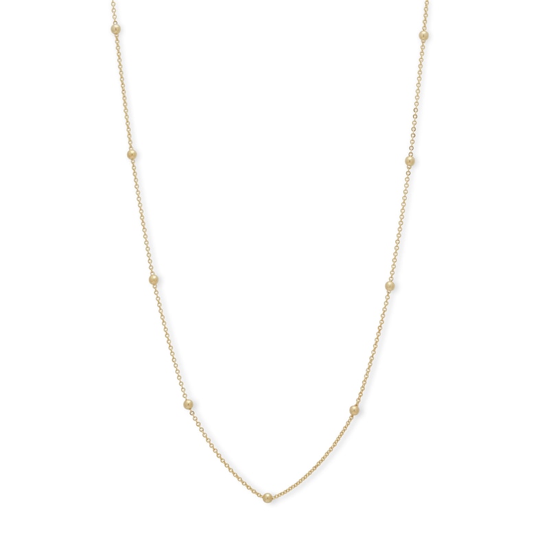020 Gauge Bead Station Chain Necklace in 10K Gold - 18"