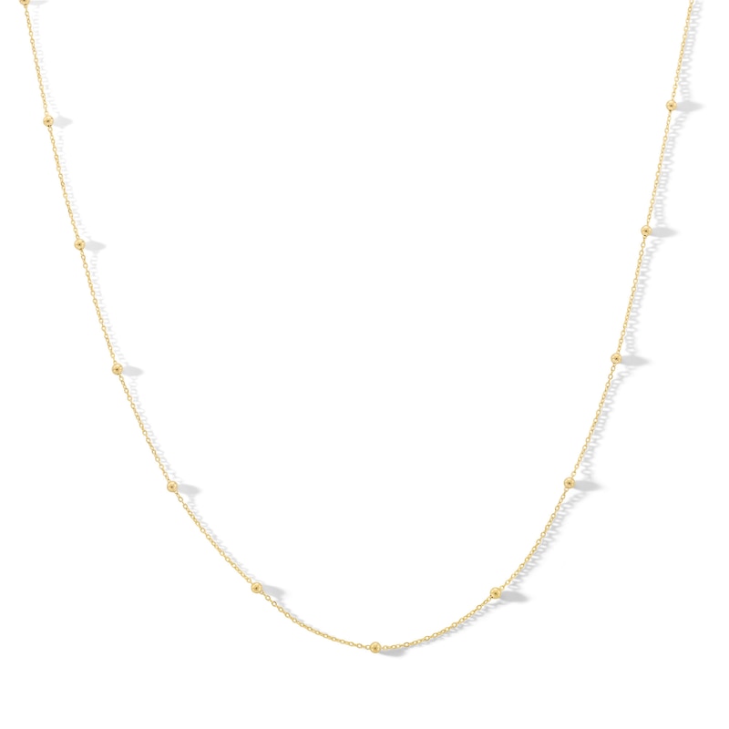 10K Solid Gold Bead Station Chain - 18"