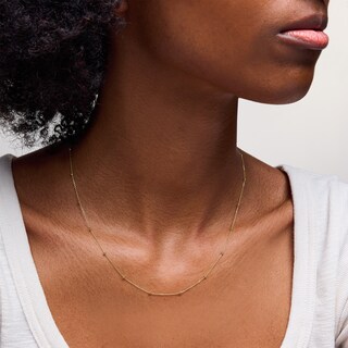 10K Solid Gold Bead Station Chain - 18"