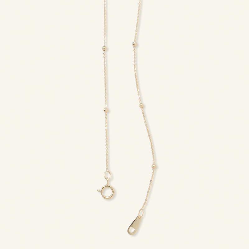 020 Gauge Bead Station Chain Necklace in 10K Gold - 18"