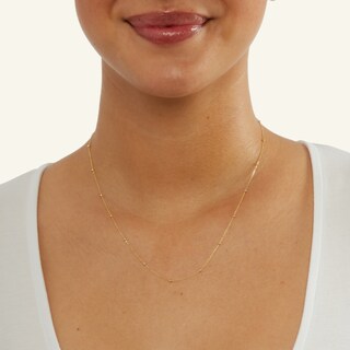 10K Solid Gold Bead Station Chain - 18"