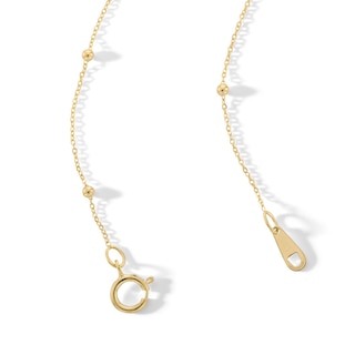 10K Solid Gold Bead Station Chain - 18"
