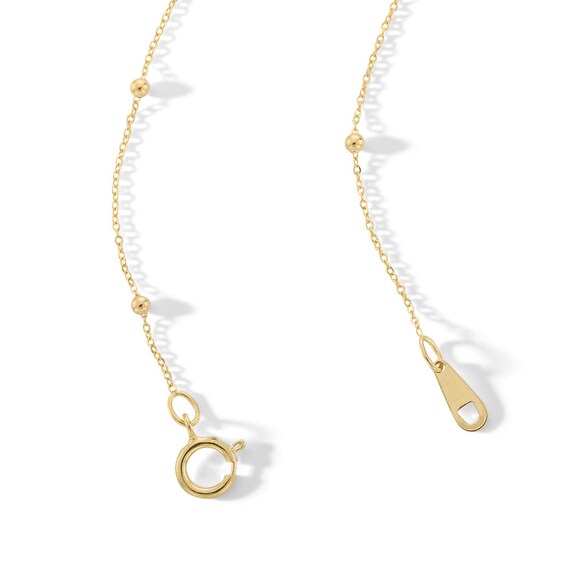 10K Solid Gold Bead Station Chain - 18"