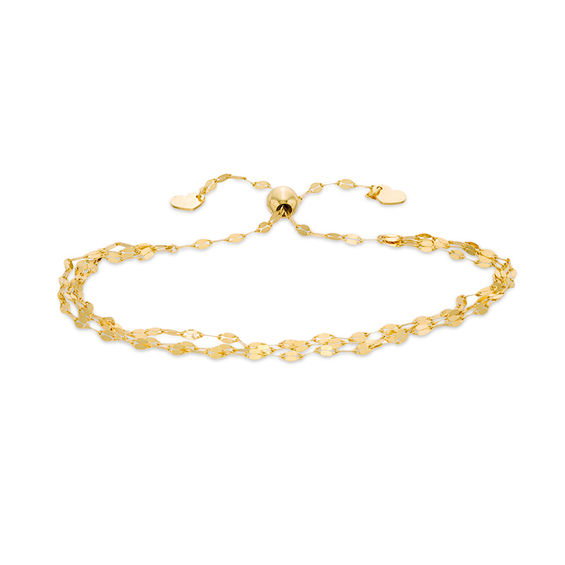 Triple Strand Hammered Forzatina Chain Bolo Bracelet in 10K Gold - 9"