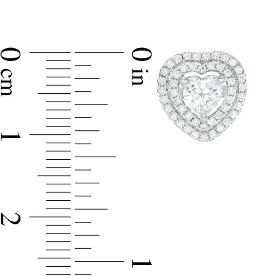 Solid Sterling Silver 5mm Heart-Shaped CZ Double Frame Studs