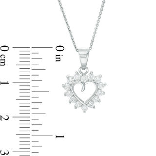 Cubic Zirconia Shadow Heart Pendant and Stud Earrings Set in Sterling Silver