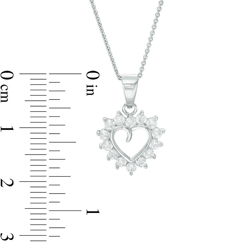 Cubic Zirconia Shadow Heart Pendant and Stud Earrings Set in Sterling Silver
