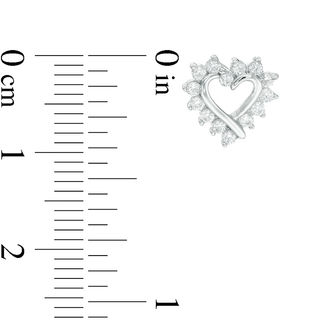 Cubic Zirconia Shadow Heart Pendant and Stud Earrings Set in Sterling Silver