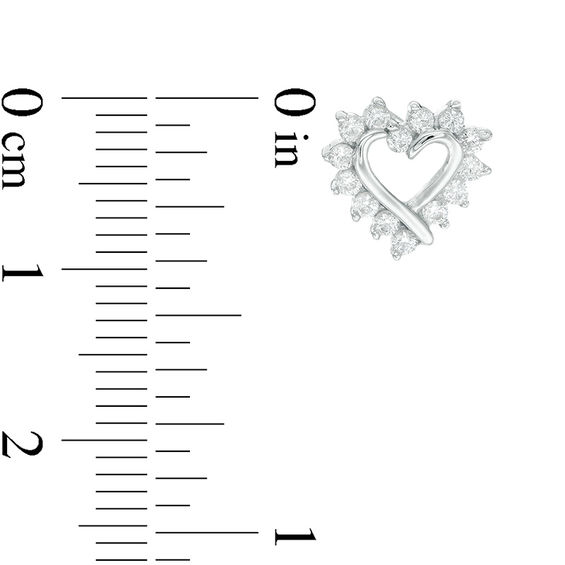 Cubic Zirconia Shadow Heart Pendant and Stud Earrings Set in Sterling Silver