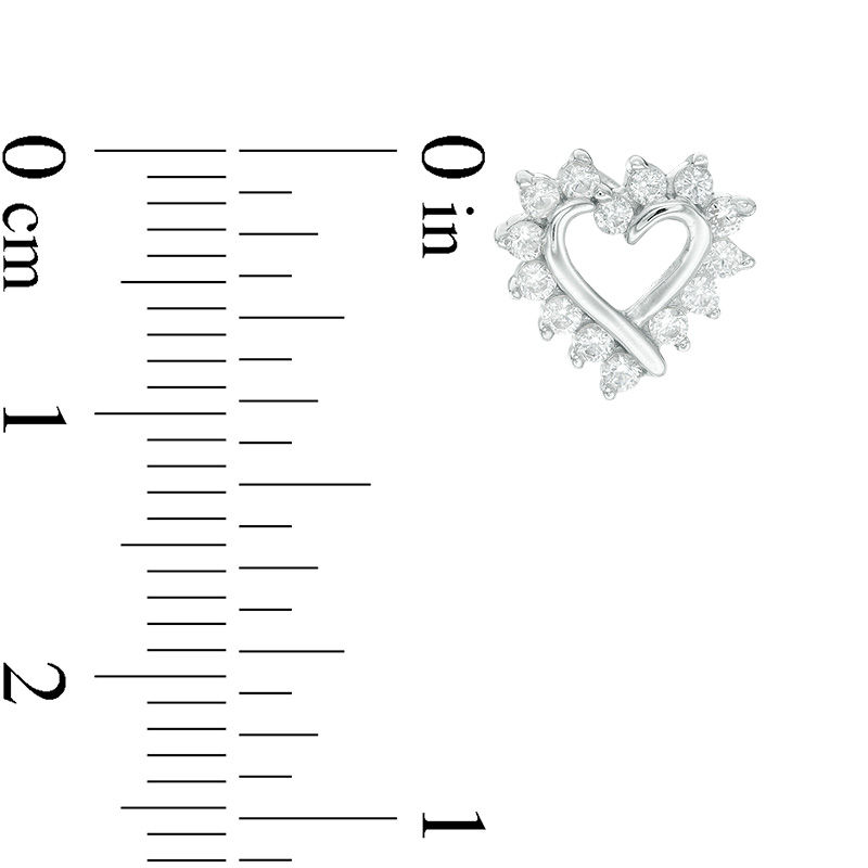 Cubic Zirconia Shadow Heart Pendant and Stud Earrings Set in Sterling Silver