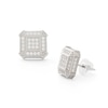 Thumbnail Image 1 of Cubic Zirconia Square Composite Frame Vintage-Style Stud Earrings in Solid Sterling Silver