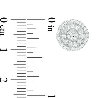 Cubic Zirconia Cluster Double Frame Stud Earrings in Solid Sterling Silver