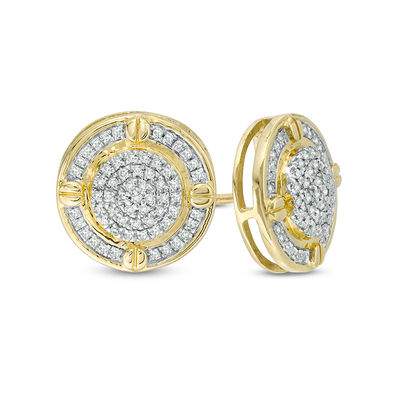 1/6 CT. T.W. Composite Diamond Quad Screw Stud Earrings in 10K Gold