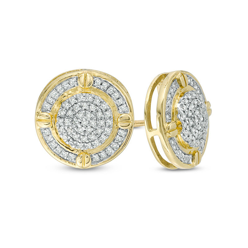 Main Image 1 of 1/6 CT. T.W. Composite Diamond Quad Screw Stud Earrings in 10K Gold