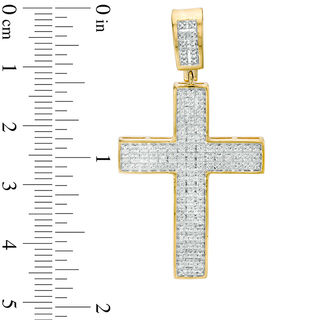 1/10 CT. T.W. Diamond Cross Necklace Charm in Sterling Silver with 14K Gold Plate