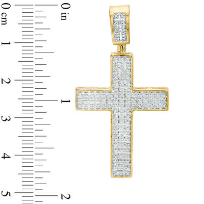 1/10 CT. T.W. Diamond Cross Necklace Charm in Sterling Silver with 14K Gold Plate
